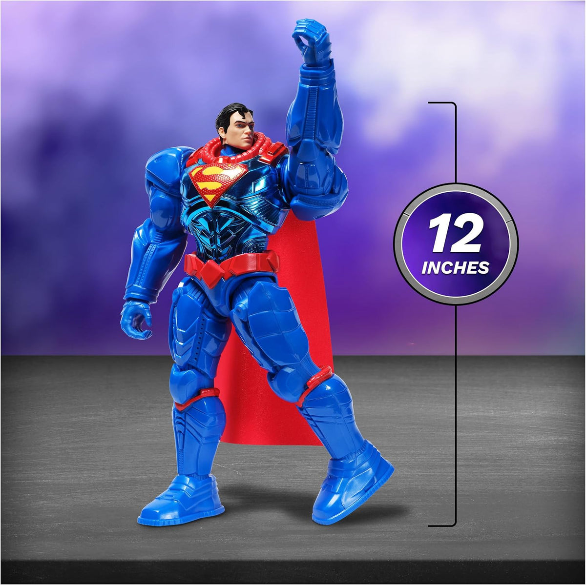 DC Comics, Figura de acción de Superman de la colección Metal Force, Coleccionable de superhéroe de Gran tamaño de 30 cm, Juguetes para niños y niñas a Partir de 4 años