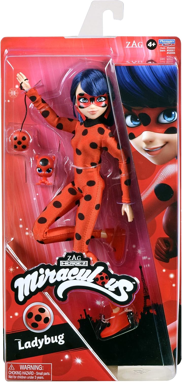Miraculous Ladybug and Cat Noir Toys Muñeca de moda de catarina | Muñeca articulada de catarina de 26 cm con accesorios y milagrosa Kwami | Figura de catarina de superhéroe marinette | Gama de muñecas