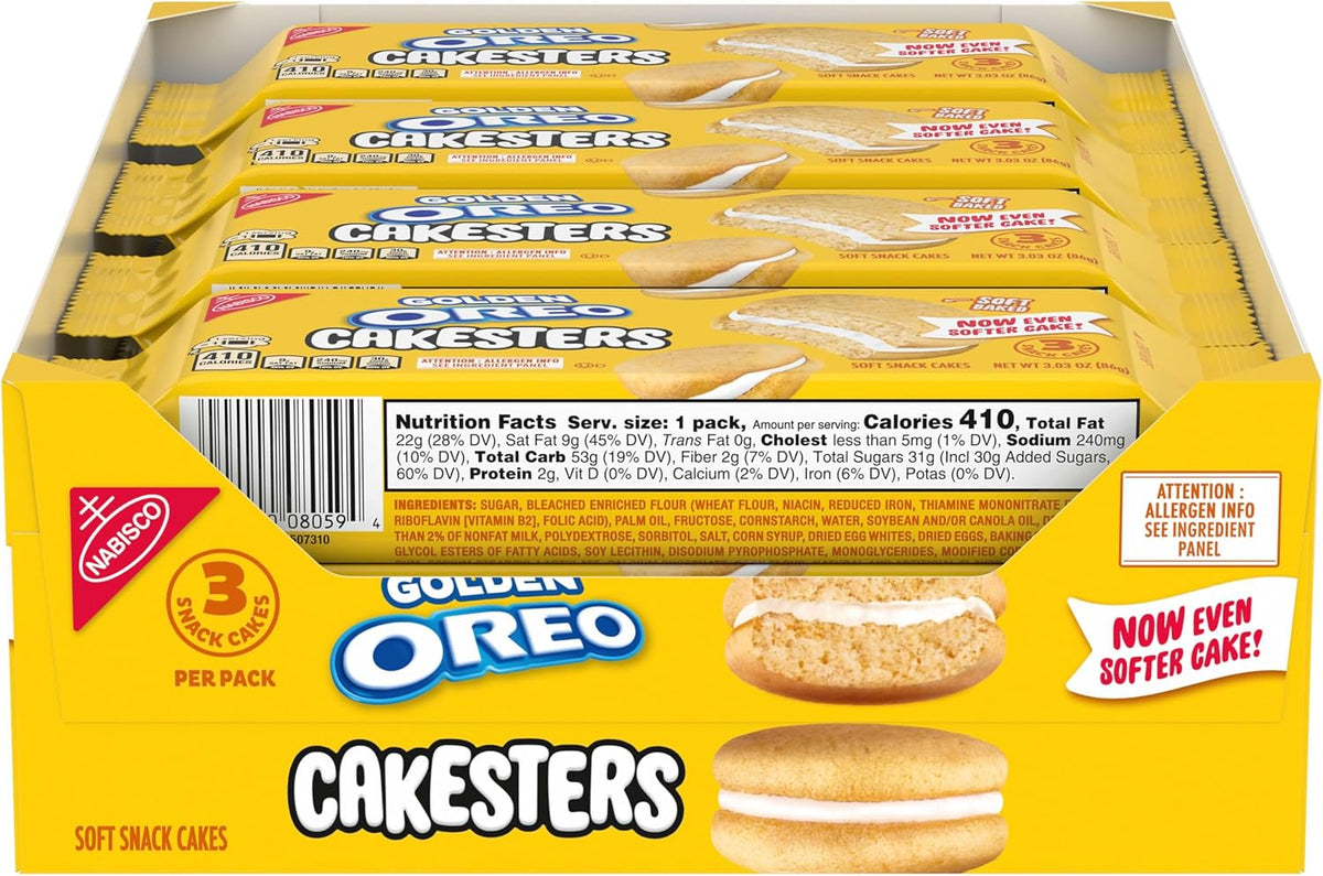 Oreo Pastelitos Suaves Golden Cakesters, 8 Paquetes De 85 G