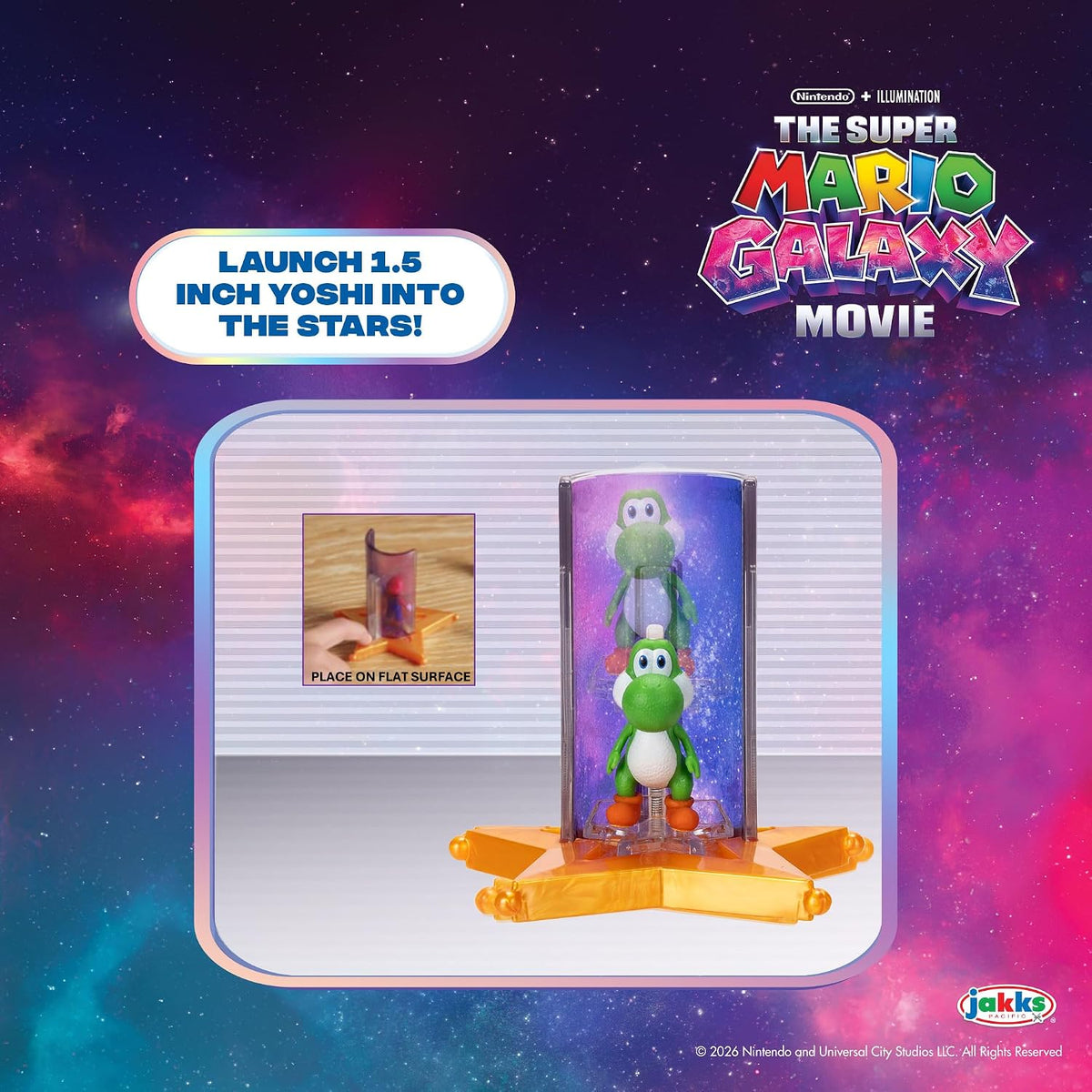 Jakks Pacific Set de Minifiguras The Super Mario Galaxy, 6 Figuras con Lanzador de Estrellas
