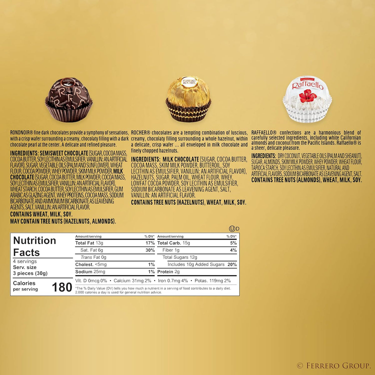 Ferrero Collection Caja de regalo, 32 unidades, Rondnoir, Rocher y Raffaello