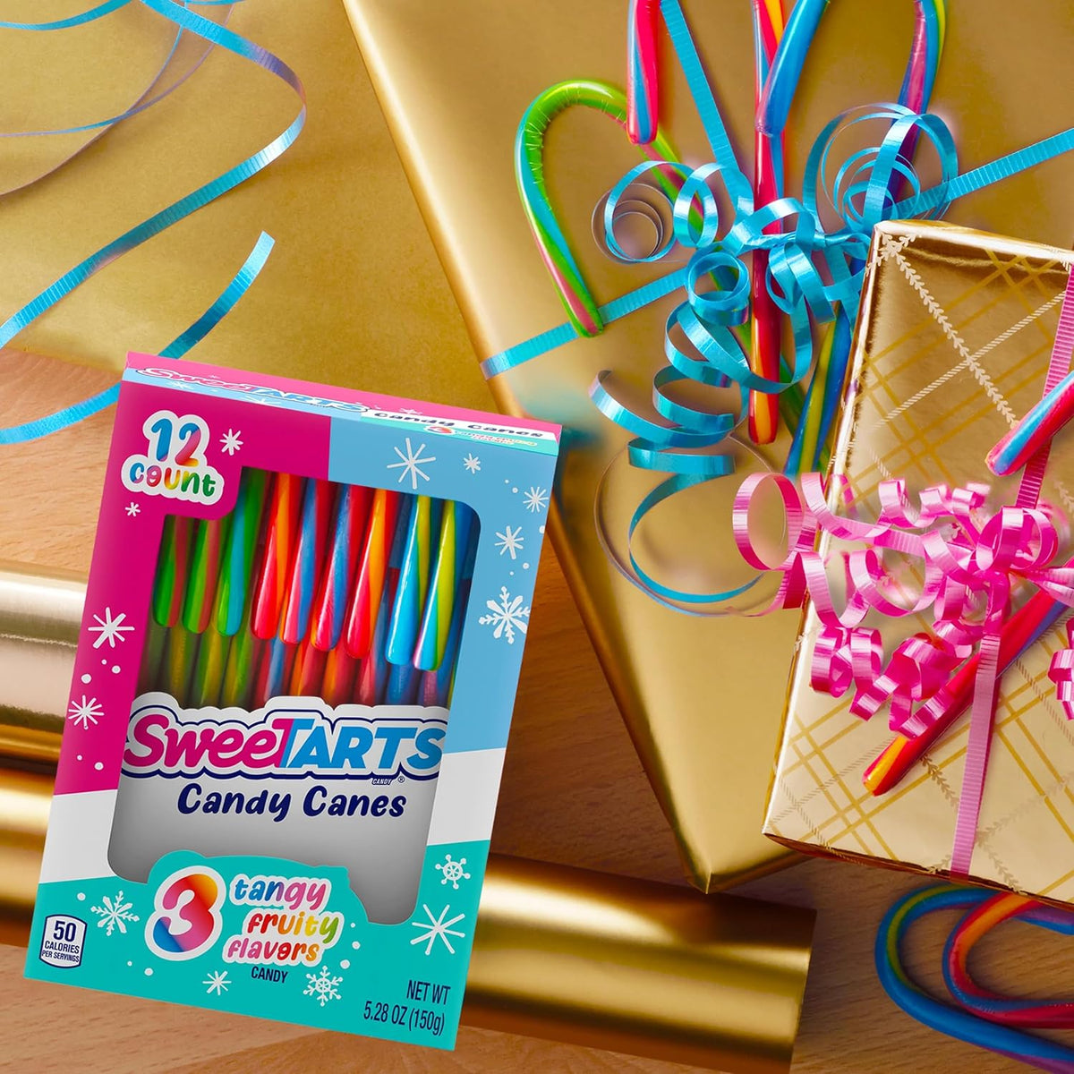 SweeTARTS Bastones De Caramelo Navideños, Caja De 12 Unidades: Un Clásico Navideño Envuelto Individualmente, Perfecto Para Rellenar Calcetines, Regalar Y Decorar.