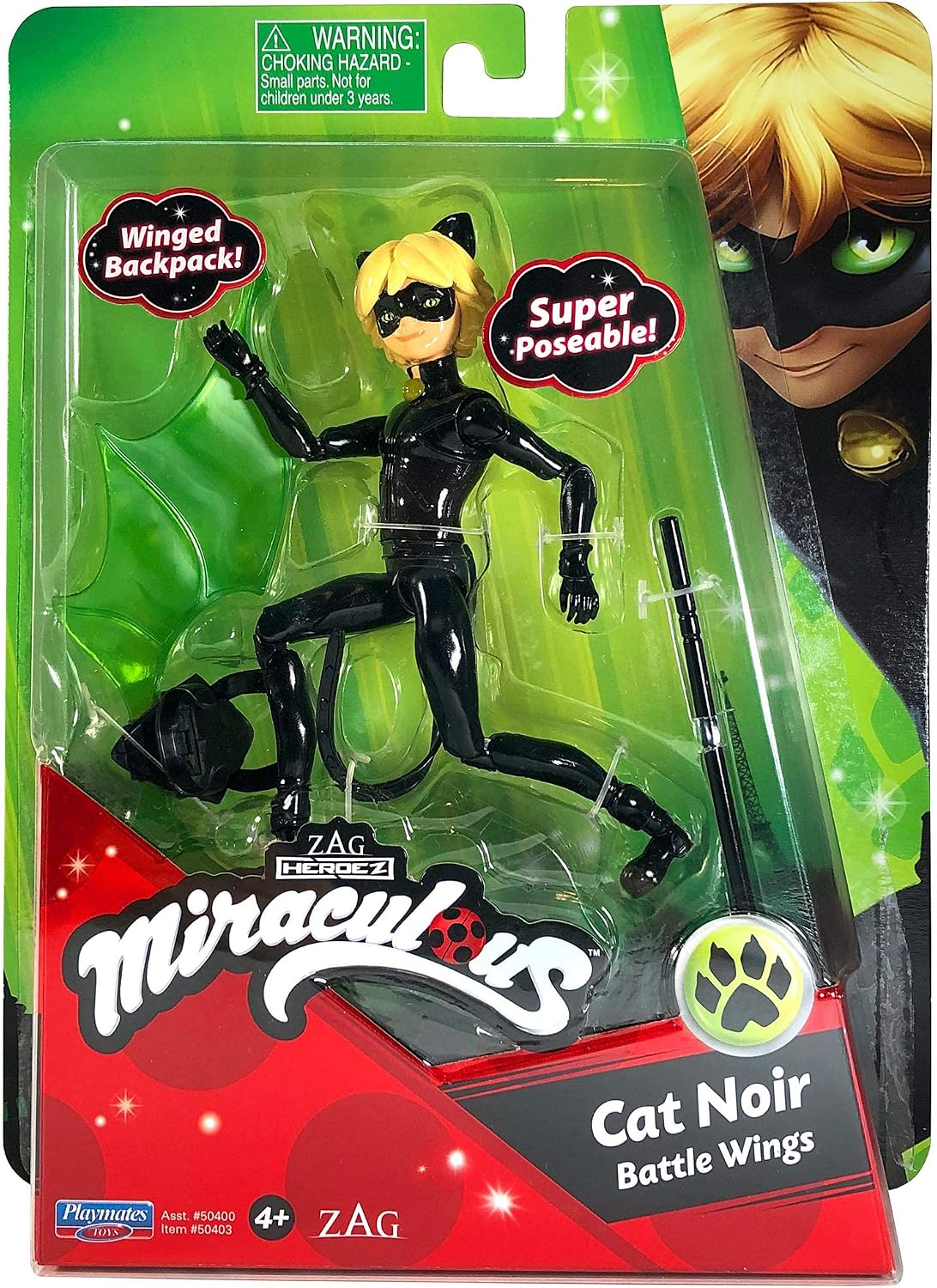 BANDAI Miraculous Cat Noir Small Doll Tales of Ladybug & Cat Noir Muñeco Articulado de 5" (12 cm.) con Accesorios Original
