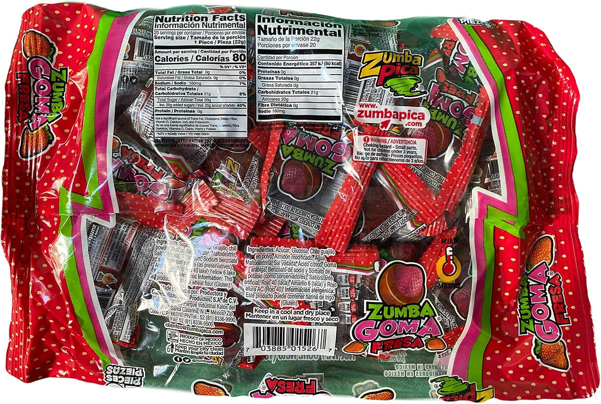 Zumba Pica Zumba Goma | Bolsa con 20 Piezas | ZumbaPica (Fresa)