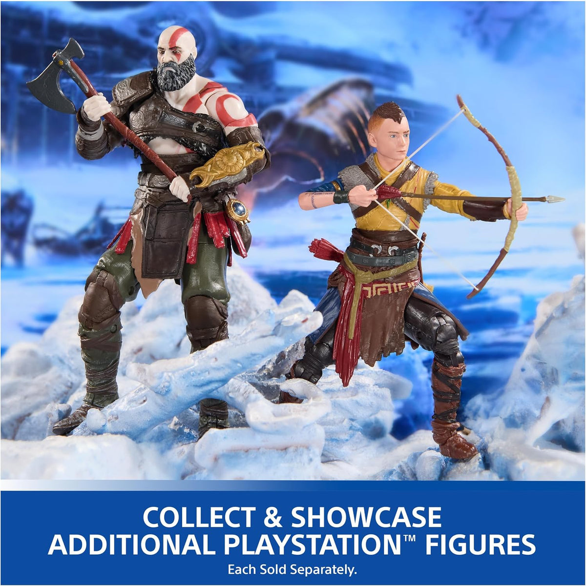 PlayStation God of War Ragnarök, Figura de Acción de Kratos de 15 Cm con 5 Accesorios, The Shapes Collection, Para Fans y Coleccionistas de la PS5 a Partir de 17 Años