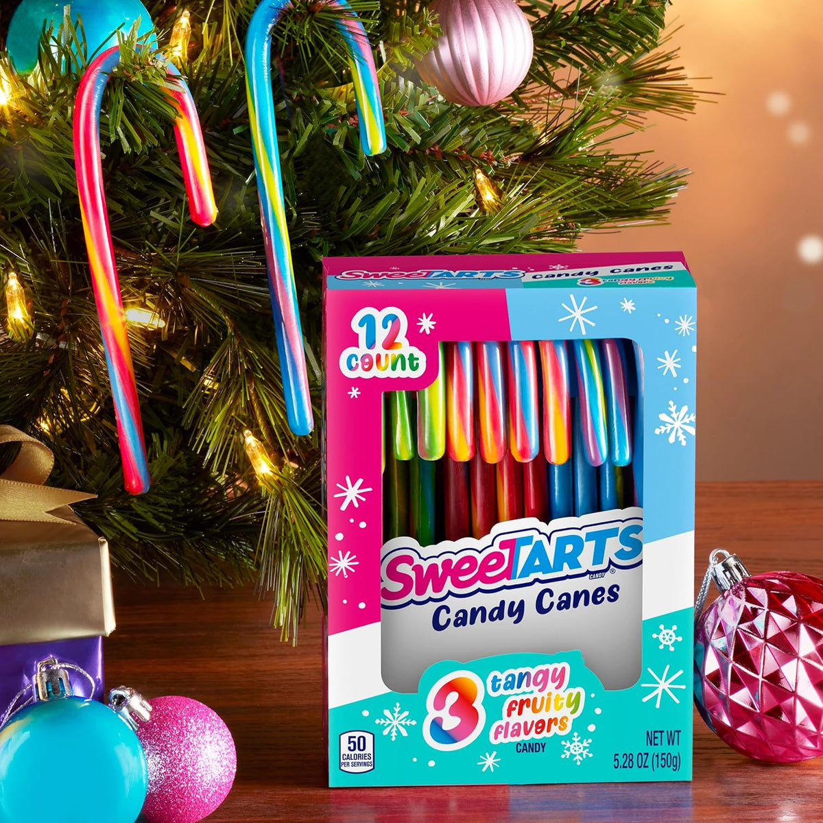 SweeTARTS Bastones De Caramelo Navideños, Caja De 12 Unidades: Un Clásico Navideño Envuelto Individualmente, Perfecto Para Rellenar Calcetines, Regalar Y Decorar.