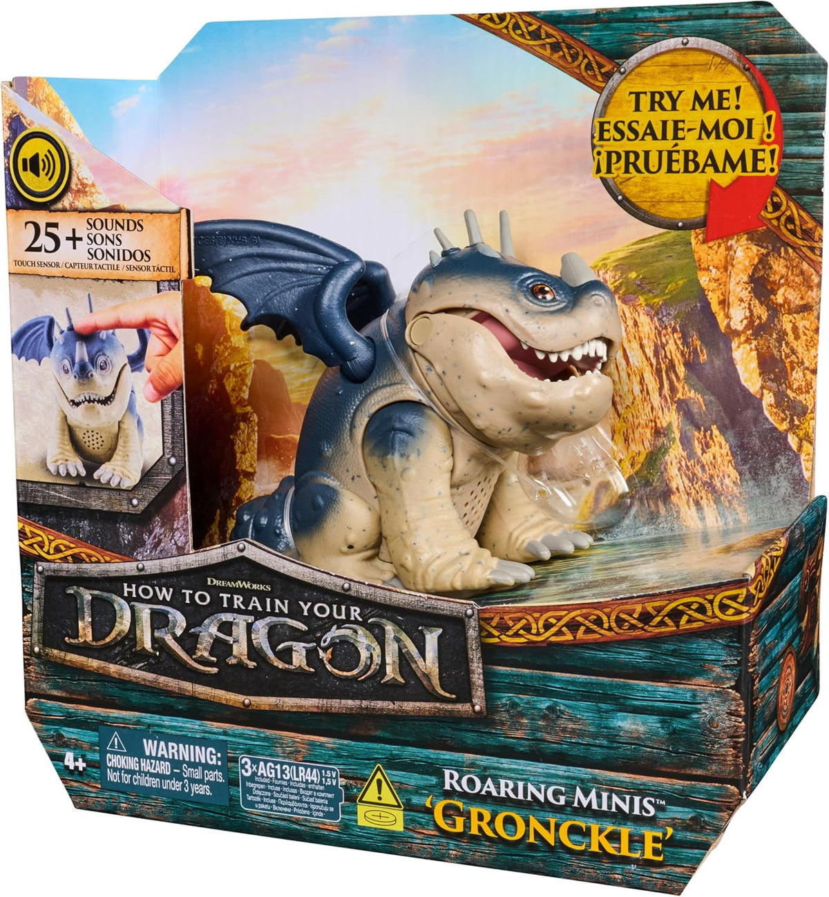 DreamWorks Dragons, como Entrenar a tu Dragón, Roaring Minis, Albóndiga, Juguete de dragón Interactivo con 25 Sonidos, Juguetes para niños y niñas a Partir de 4 años