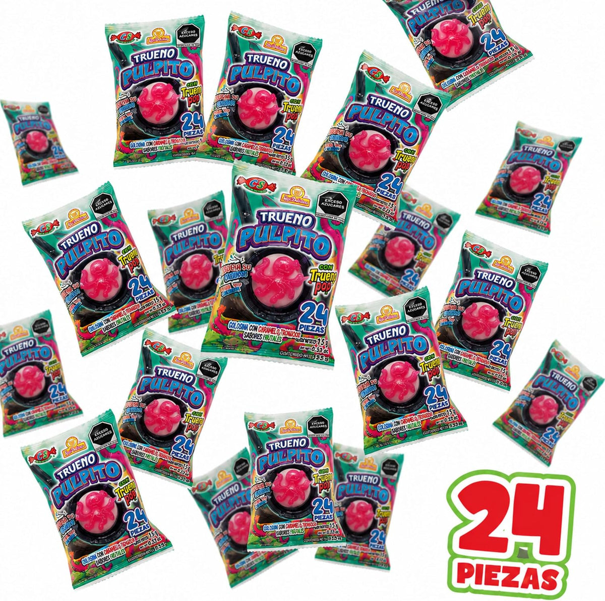Las Delicias Trueno Pulpito Caramelos Tronadores Multicolor 84 Piezas