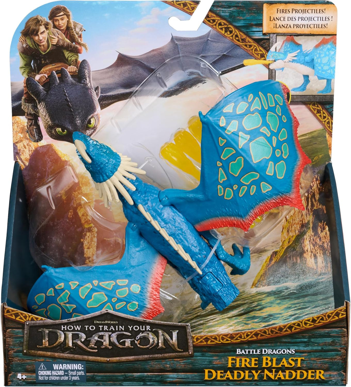 DreamWorks Dragons, How to Train Your Dragon, Dragones de Batalla: Deadly Nadder Que Lanza Fuego, Figura de acción de 25 cm, Juguetes para niños y niñas a Partir de 3 años