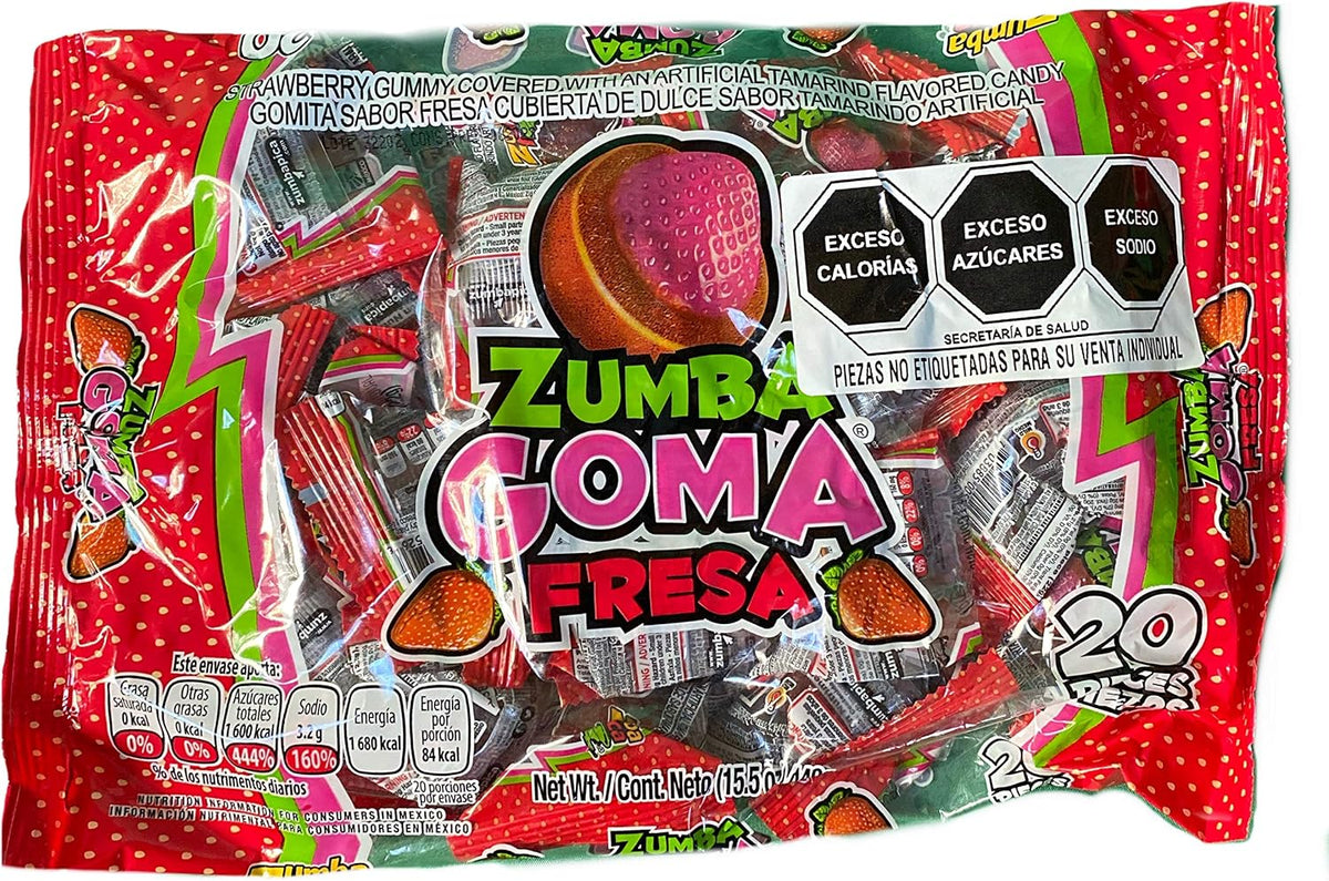Zumba Pica Zumba Goma | Bolsa con 20 Piezas | ZumbaPica (Fresa)