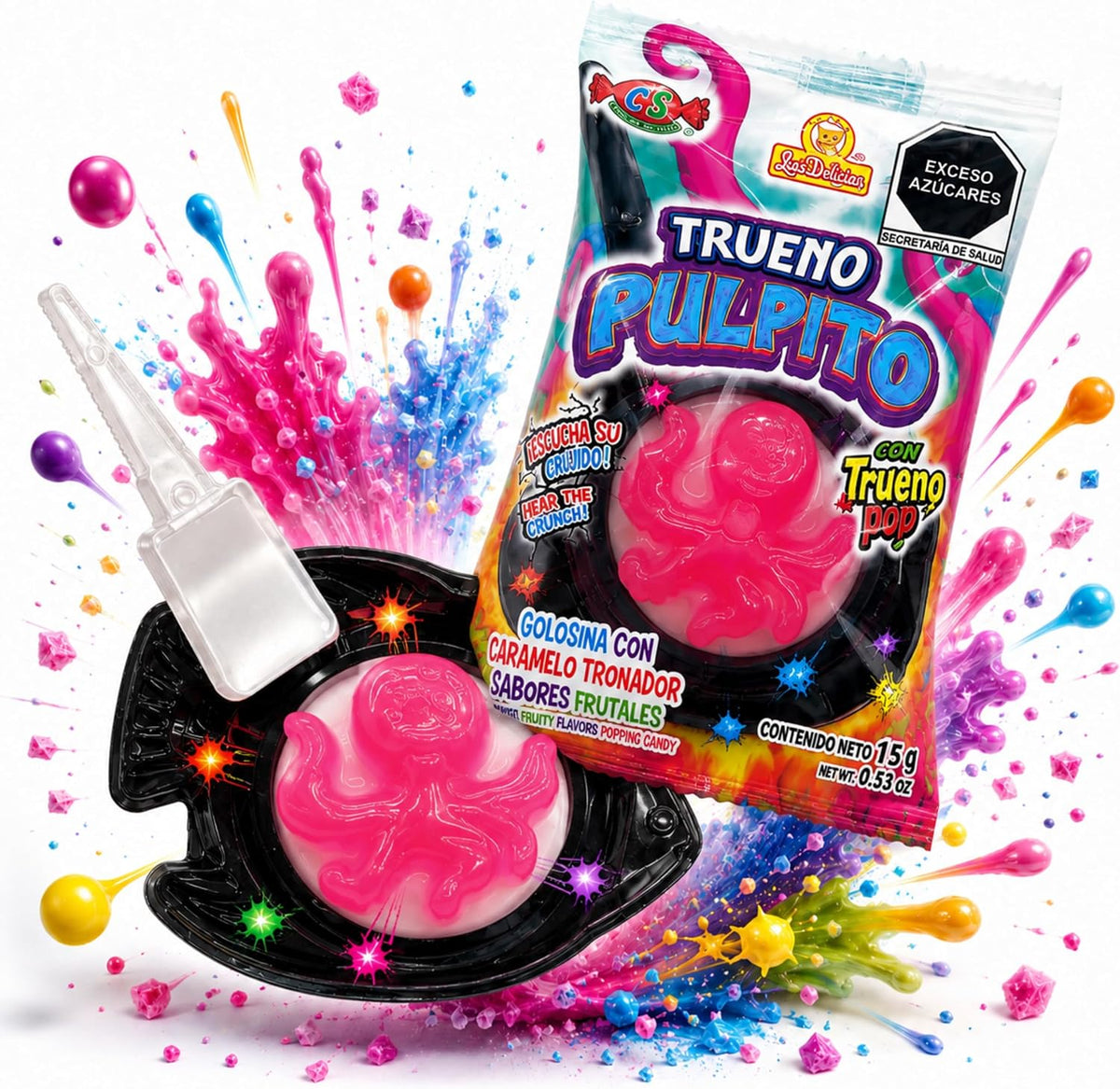 Las Delicias Trueno Pulpito Caramelos Tronadores Multicolor 84 Piezas