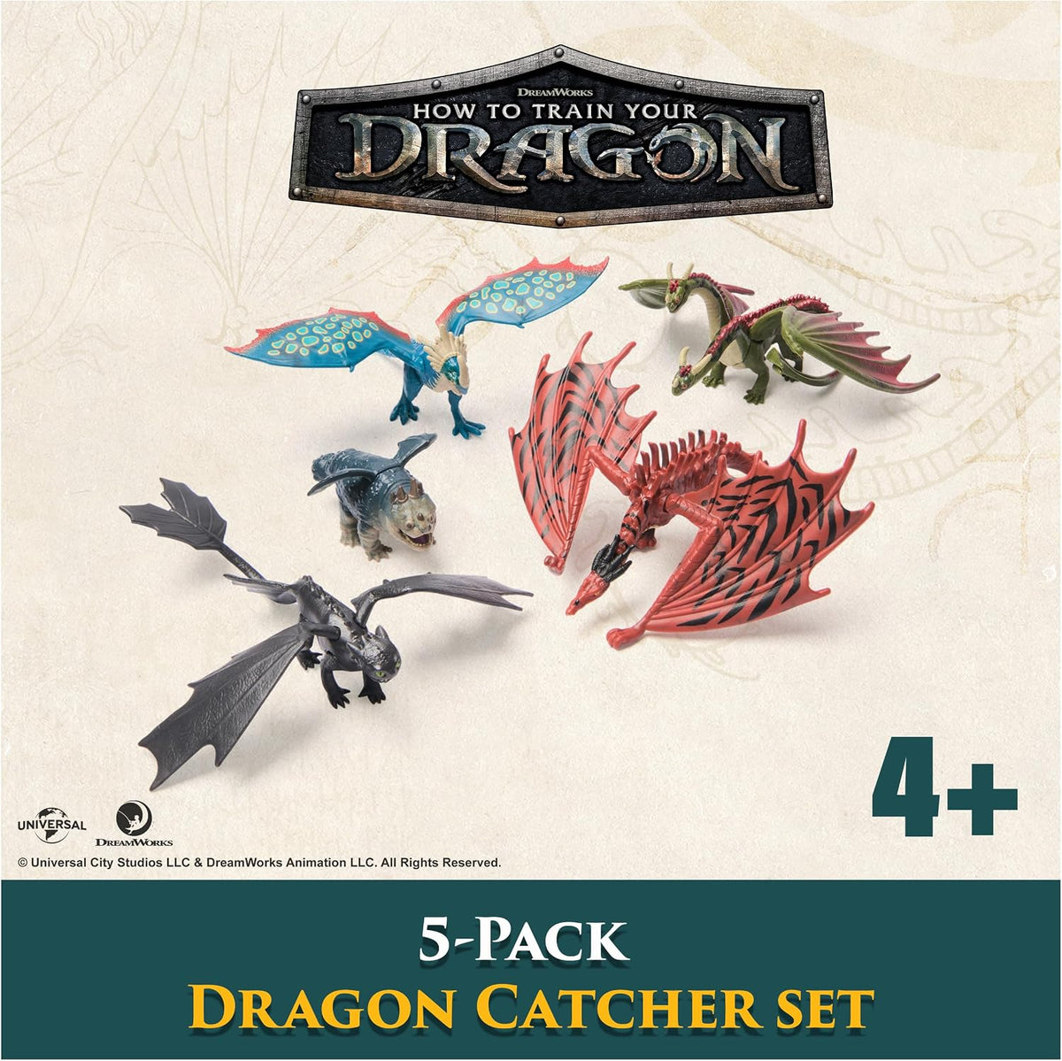 DreamWorks Dragons, How to Train Your Dragon, Set de Trampa para Dragones con 5 Dragones y Lanzador de boleadoras con Red de HIPO, Juguetes para niños y niñas a Partir de 4 años