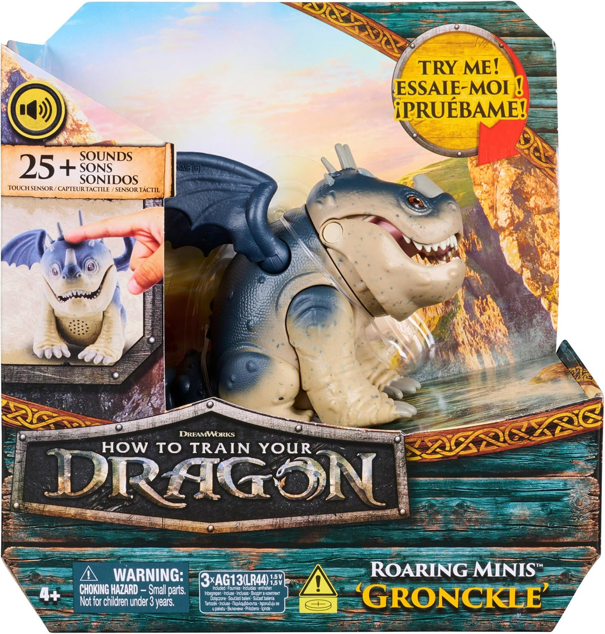 DreamWorks Dragons, como Entrenar a tu Dragón, Roaring Minis, Albóndiga, Juguete de dragón Interactivo con 25 Sonidos, Juguetes para niños y niñas a Partir de 4 años