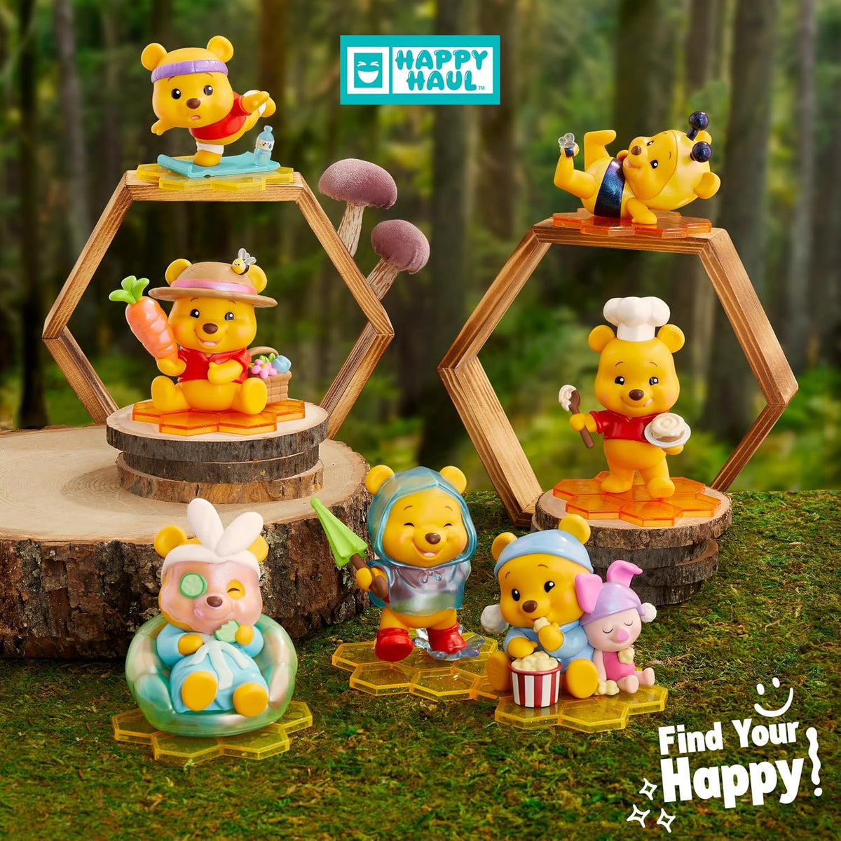 Disney Winnie The Pooh Happy Haul Hunny Crew Designer Figures, Figura Coleccionable Sorpresa en Caja misteriosa con Acabados Brillantes, 10 cm de Alto, edición Limitada, para Mayores de 8 años