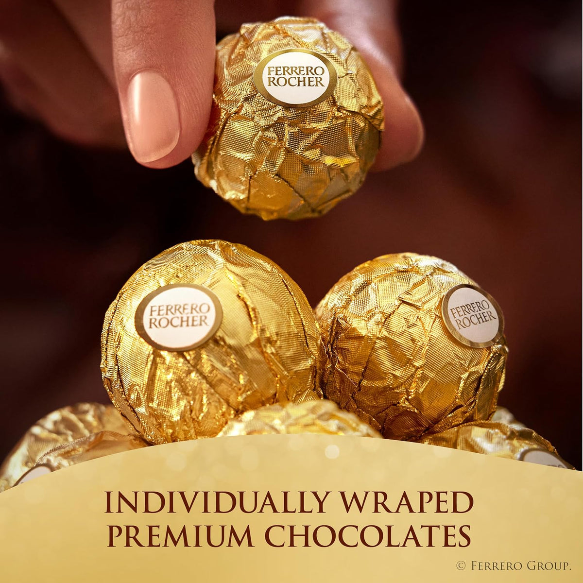 Ferrero Rocher chocolate con leche de avellana fina, 24 unidades, caja de regalo de chocolate y dulces, 10.5 oz