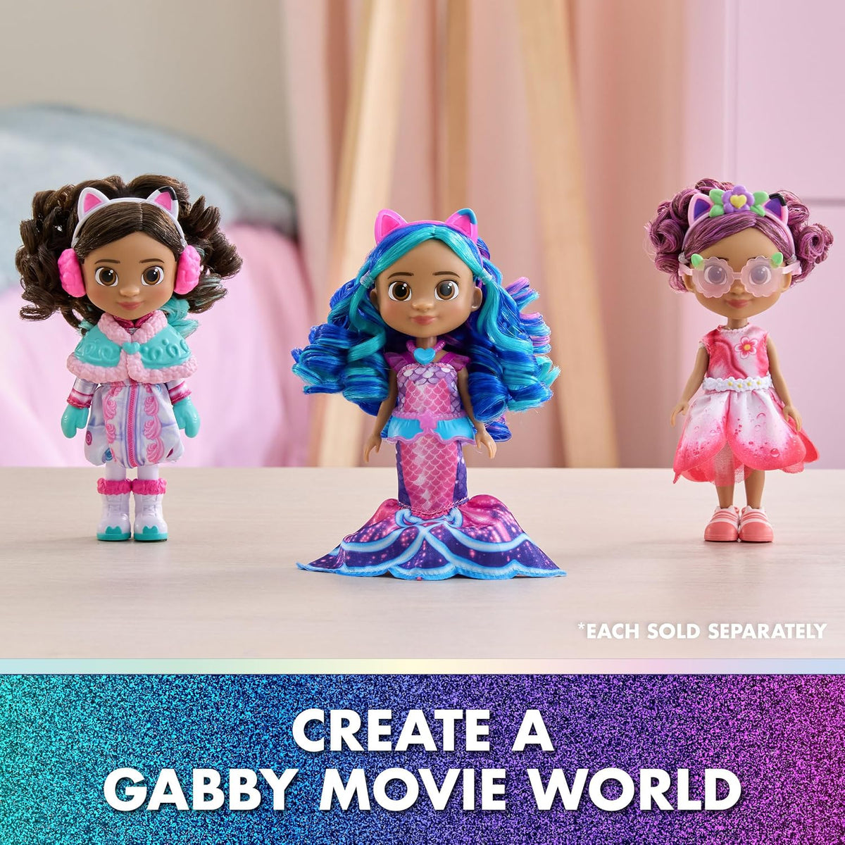 Gabby's Dollhouse: The Movie, Sweetest Treat Gabby, muñeca de 6 pulgadas, equipo de nieve con temática de confitería y accesorios, juguetes para niños para niñas y niños a partir de 3 años