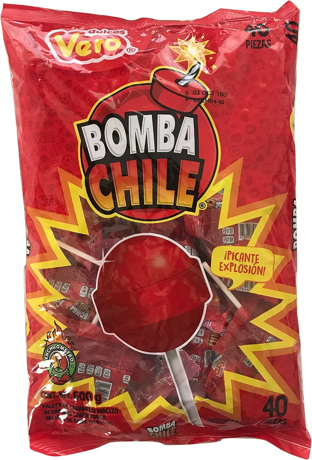 Vero - BOMBA CHILE PALETA (FRESA/CHILE, 600 GR)