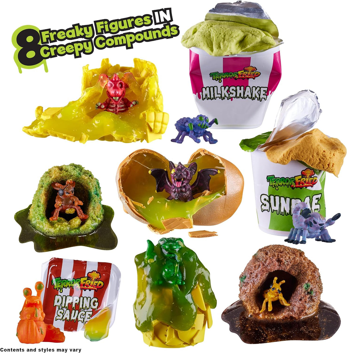 Terror Fried Cubeta 8 Pack Barf Bucket Coleccionable Set de Juego Terrorífico para Niños Original de Bandai
