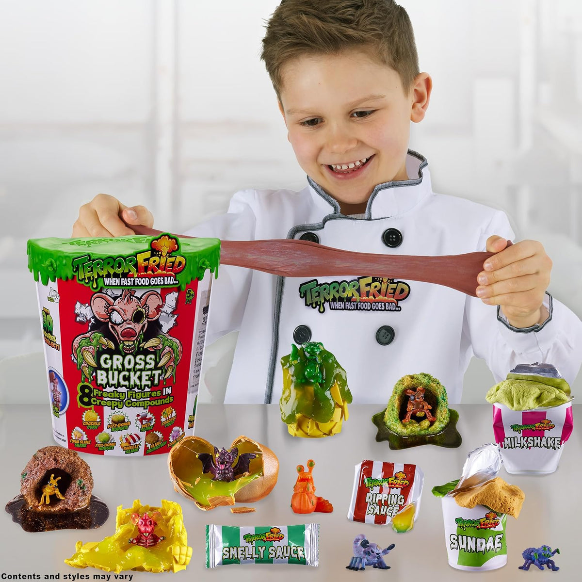 Terror Fried Cubeta 8 Pack Barf Bucket Coleccionable Set de Juego Terrorífico para Niños Original de Bandai