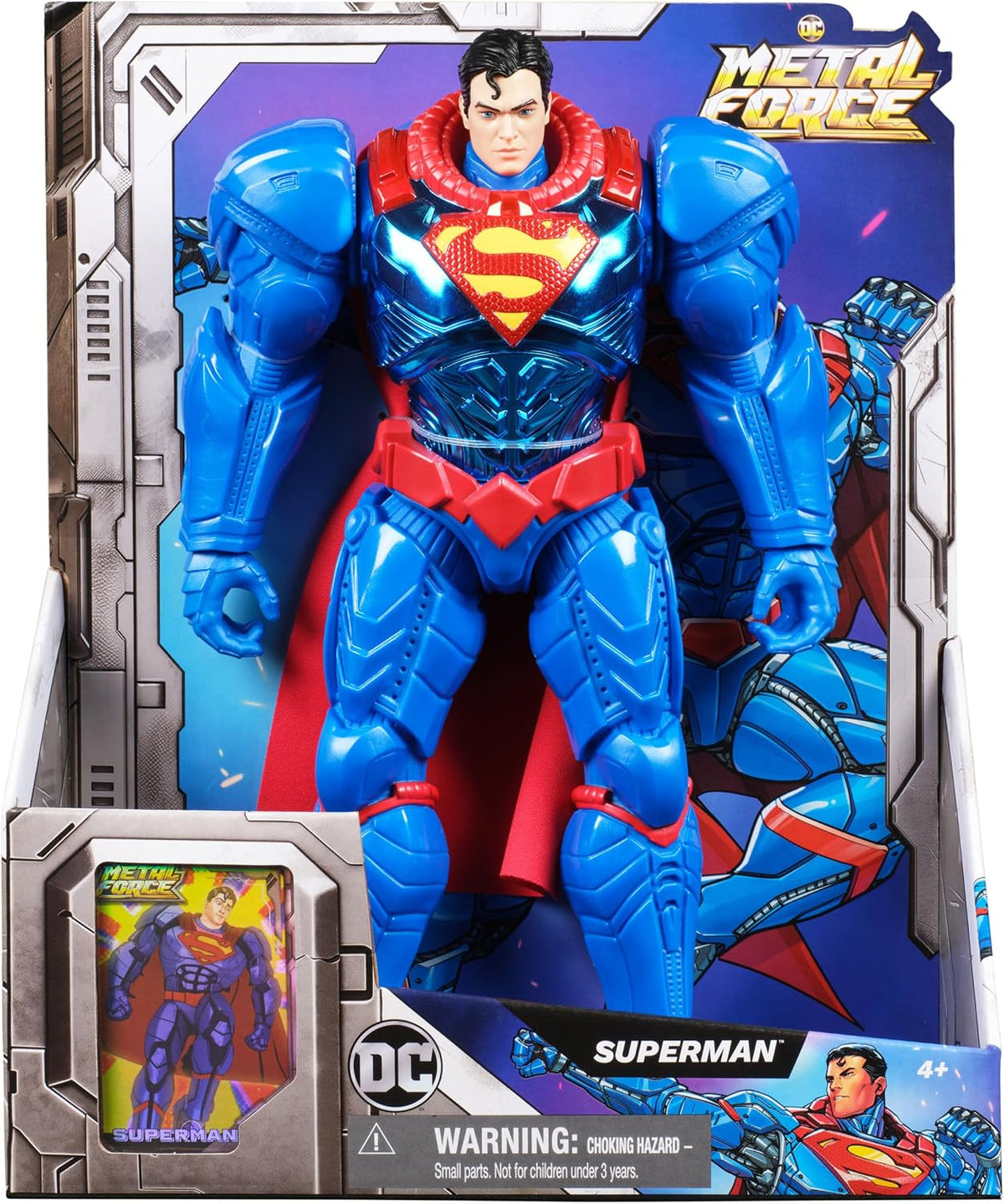 DC Comics, Figura de acción de Superman de la colección Metal Force, Coleccionable de superhéroe de Gran tamaño de 30 cm, Juguetes para niños y niñas a Partir de 4 años