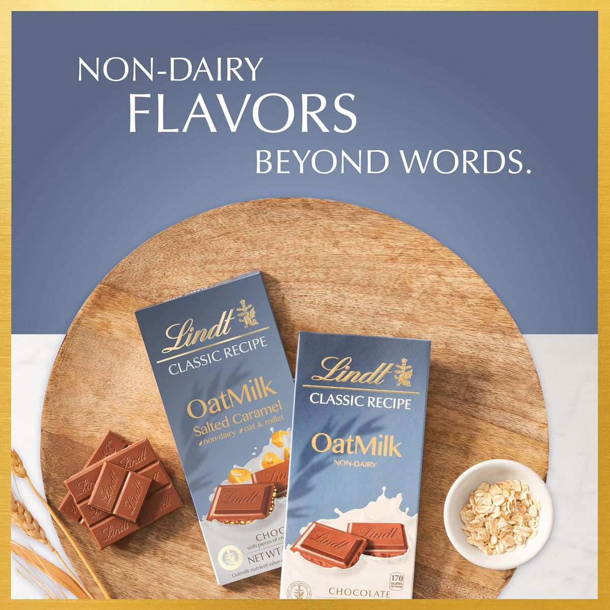 Lindt CLASSIC RECIPE Non-Dairy OatMilk Salted Caramel Chocolate Candy Bar, 3.5 oz. (10 Pack)