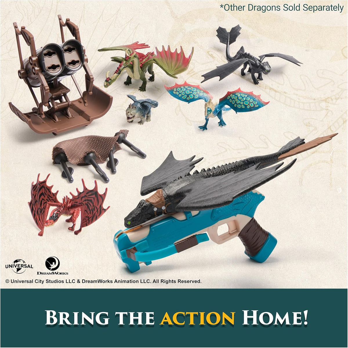 DreamWorks Dragons, How to Train Your Dragon, Set de Trampa para Dragones con 5 Dragones y Lanzador de boleadoras con Red de HIPO, Juguetes para niños y niñas a Partir de 4 años