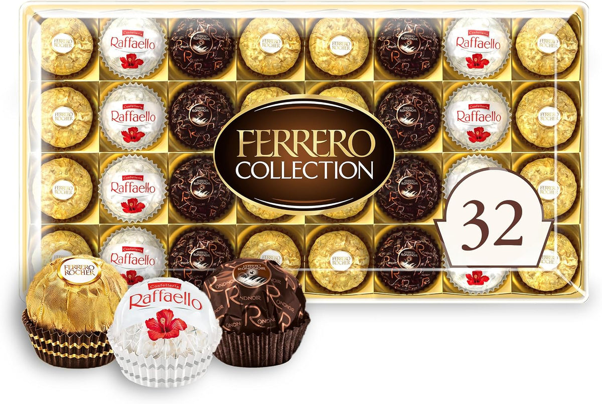 Ferrero Collection Caja de regalo, 32 unidades, Rondnoir, Rocher y Raffaello
