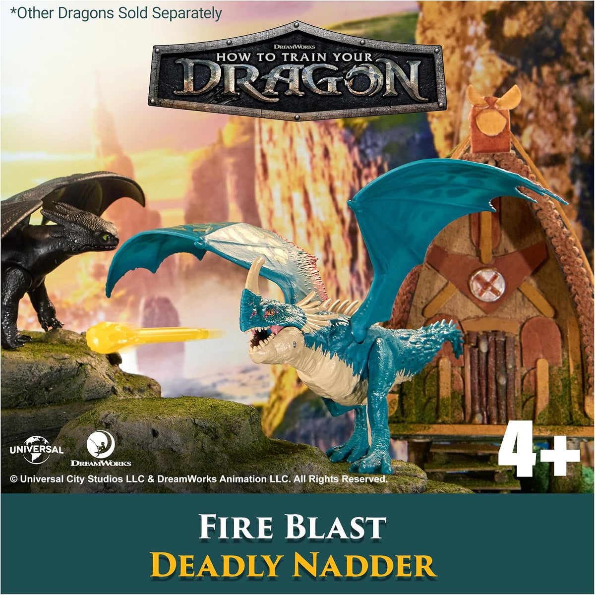DreamWorks Dragons, How to Train Your Dragon, Dragones de Batalla: Deadly Nadder Que Lanza Fuego, Figura de acción de 25 cm, Juguetes para niños y niñas a Partir de 3 años