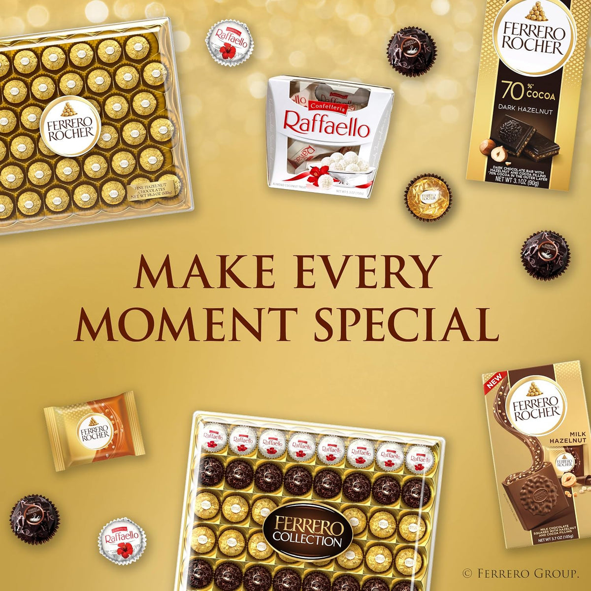 Ferrero Rocher chocolate con leche de avellana fina, 24 unidades, caja de regalo de chocolate y dulces, 10.5 oz