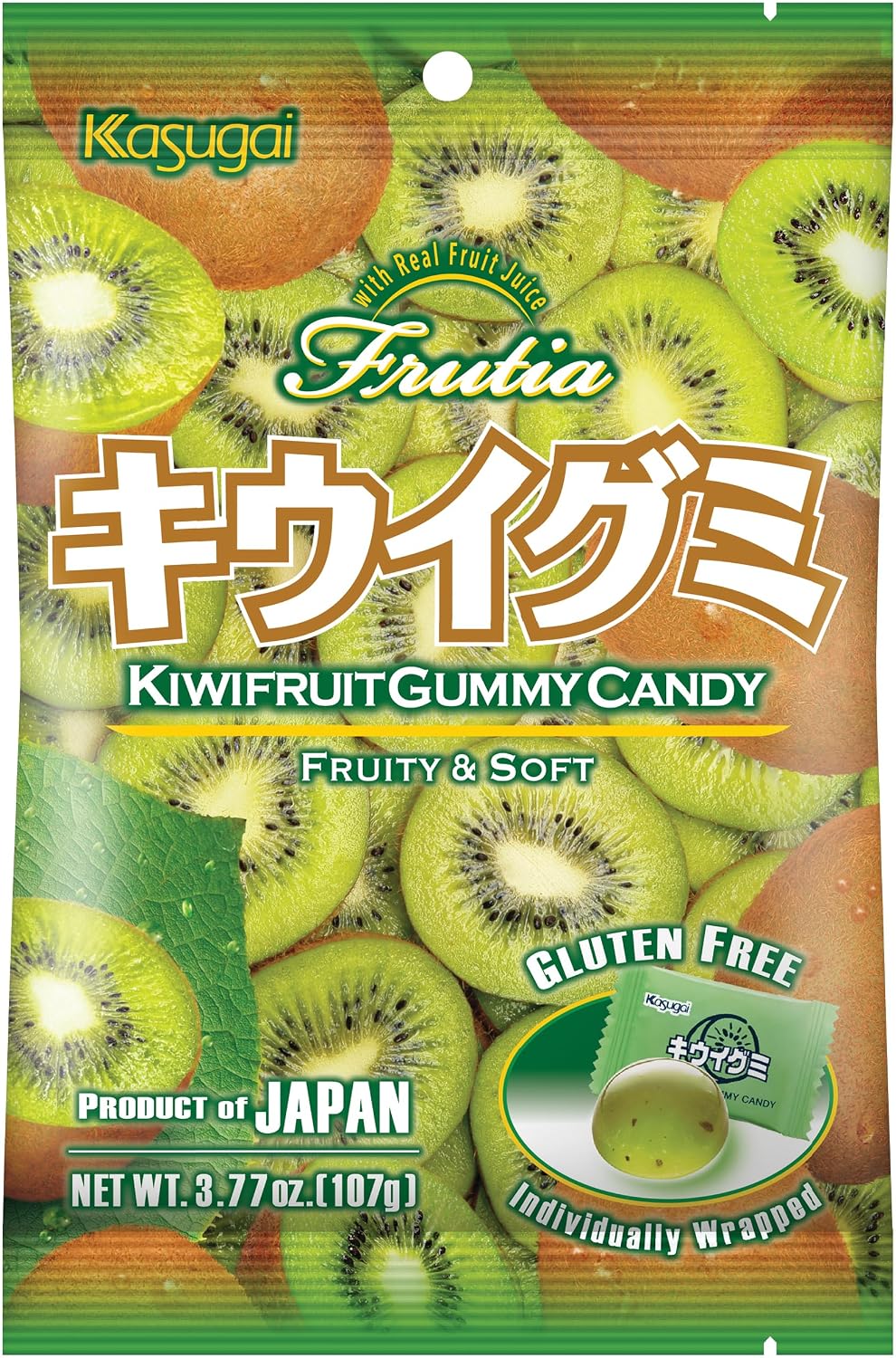 Caramelo japonés de frutas de Kasugai Kiwi - 107 g