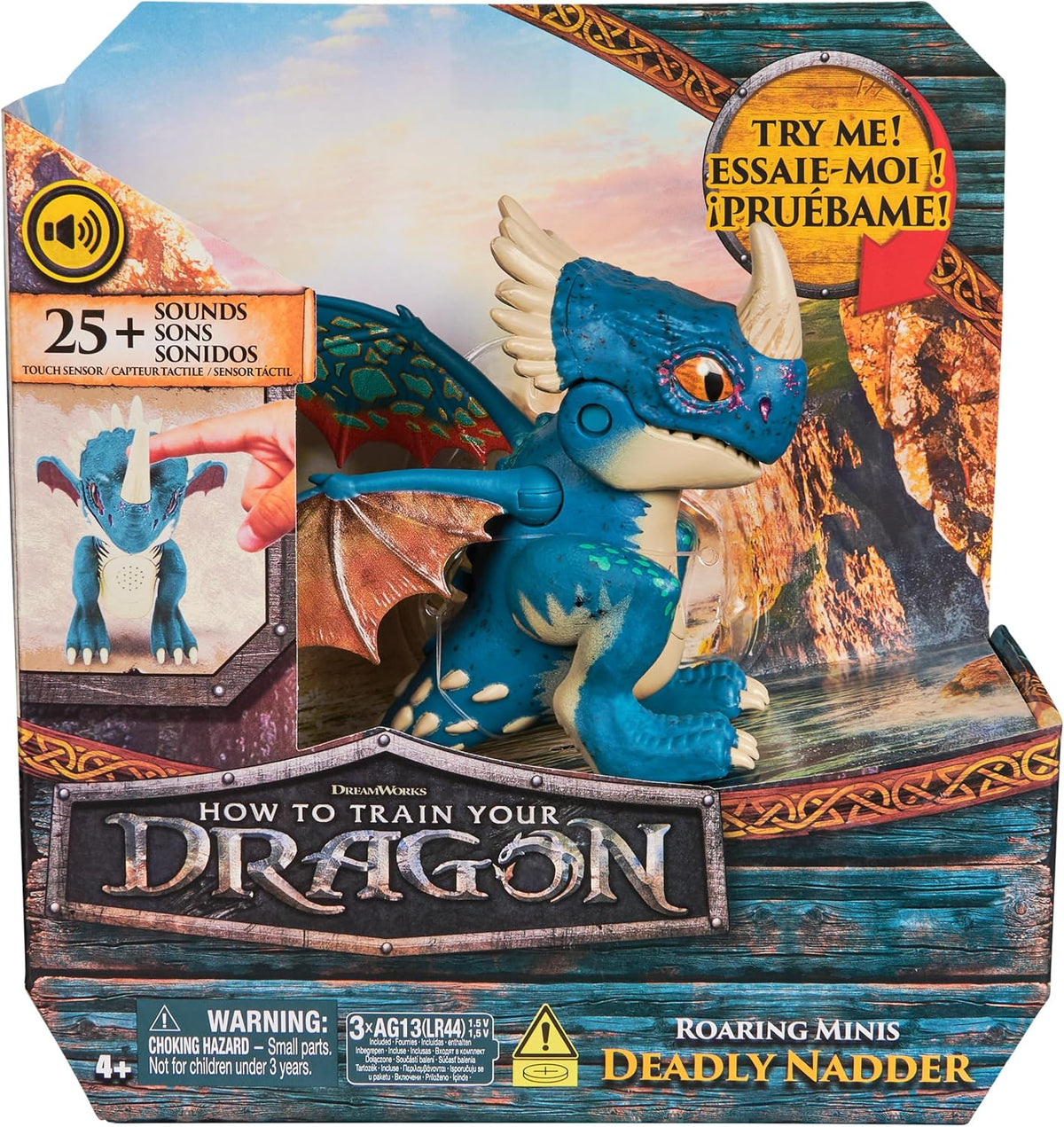 DreamWorks Dragons, How to Train Your Dragon, Roaring Minis Deadly Nadder, Juguete de dragón Interactivo con 25 Sonidos, Juguetes para niños y niñas a Partir de 4 años