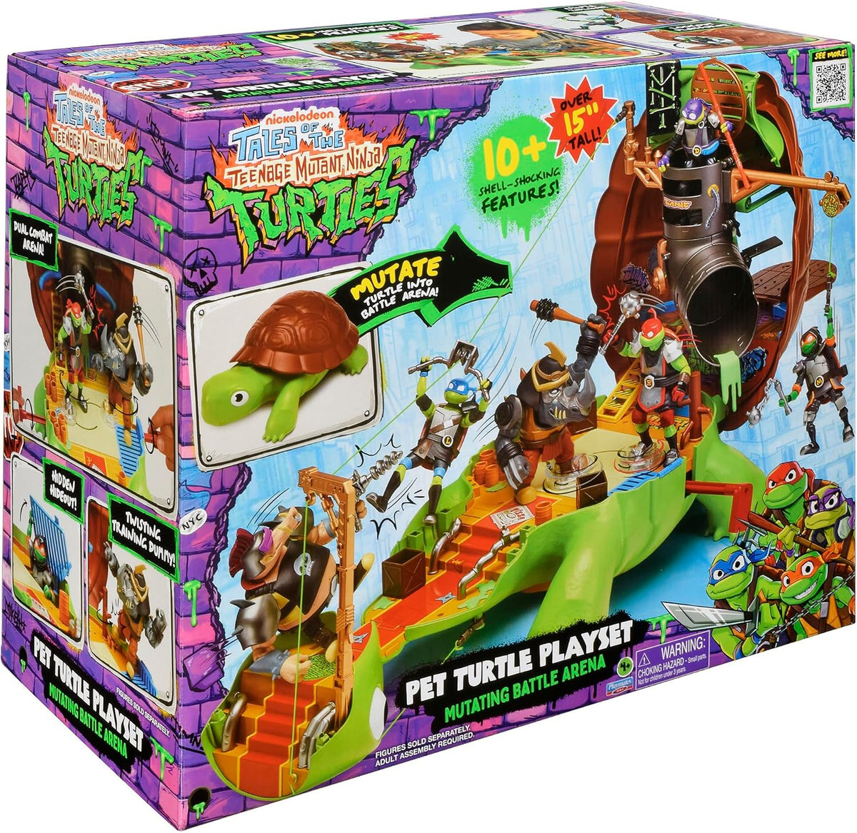 TMNT - Bandai Namco - Set de Juego - Tortugas Ninja, Playset Tortuga Transformable Refugio Secreto - con Accesorios, Zonas de Batalla y áreas interactivas para Figuras de acción